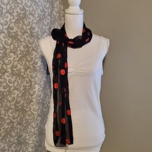Black Scarf w/Red Polka Dots
